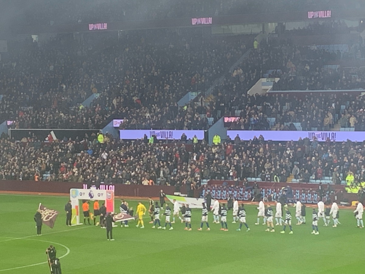 The teams line up at Villa Park for the match between Aston Villa and Ipswich Town